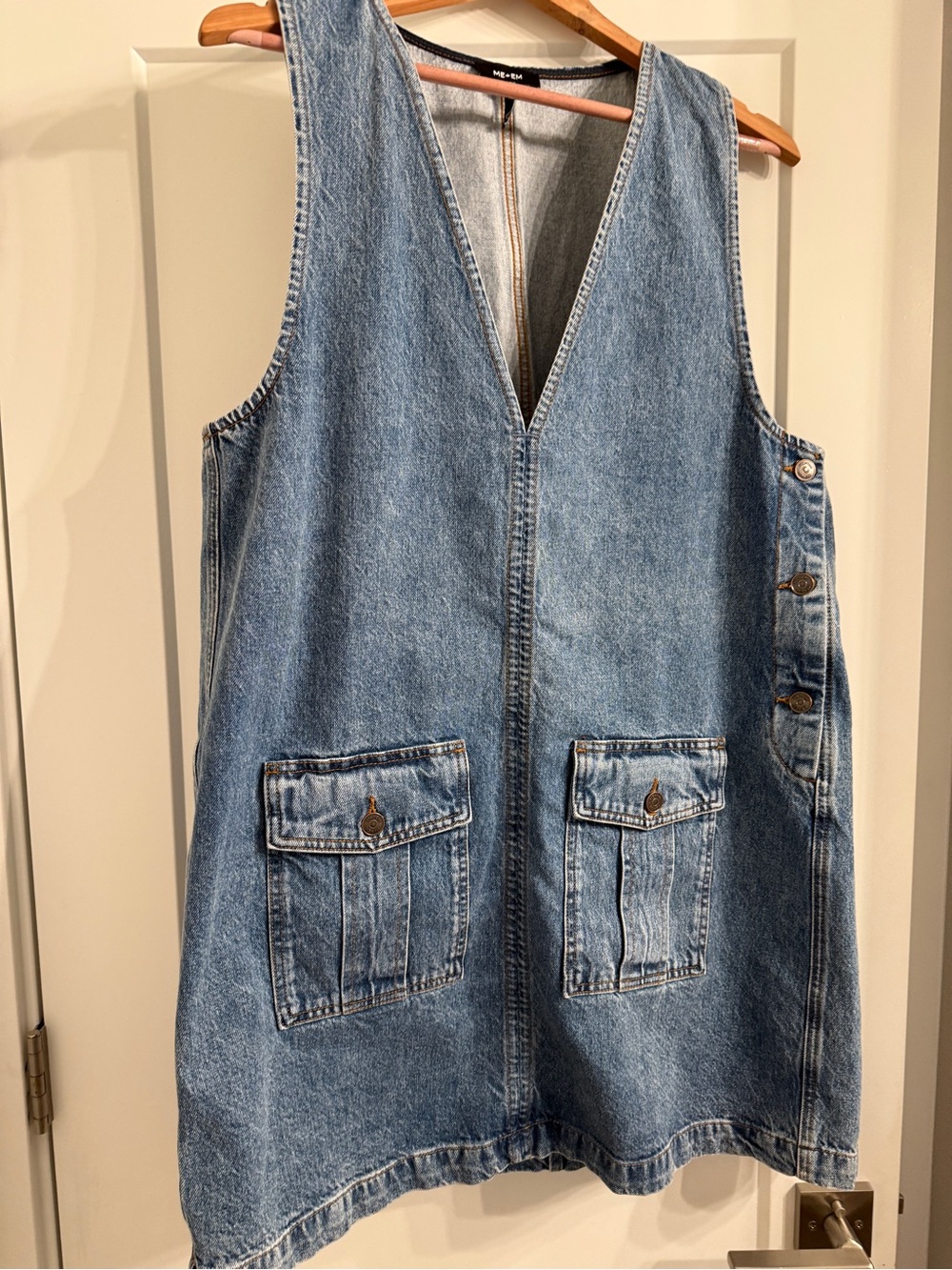 ME+EM Light Blue Denim Pinafore Dress - Picture 13 of 15